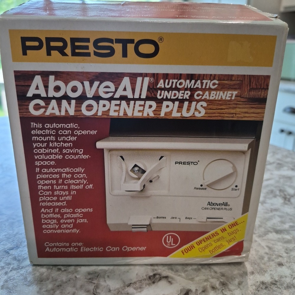 Presto Above All Automatic Under Cabinet Can Opener Plus 05600 NEW NOS VTG